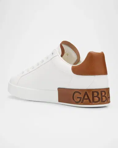 Dolce & Gabbana Men's Portofino Calfskin Low-Top Sneakers | Thumbnail 4