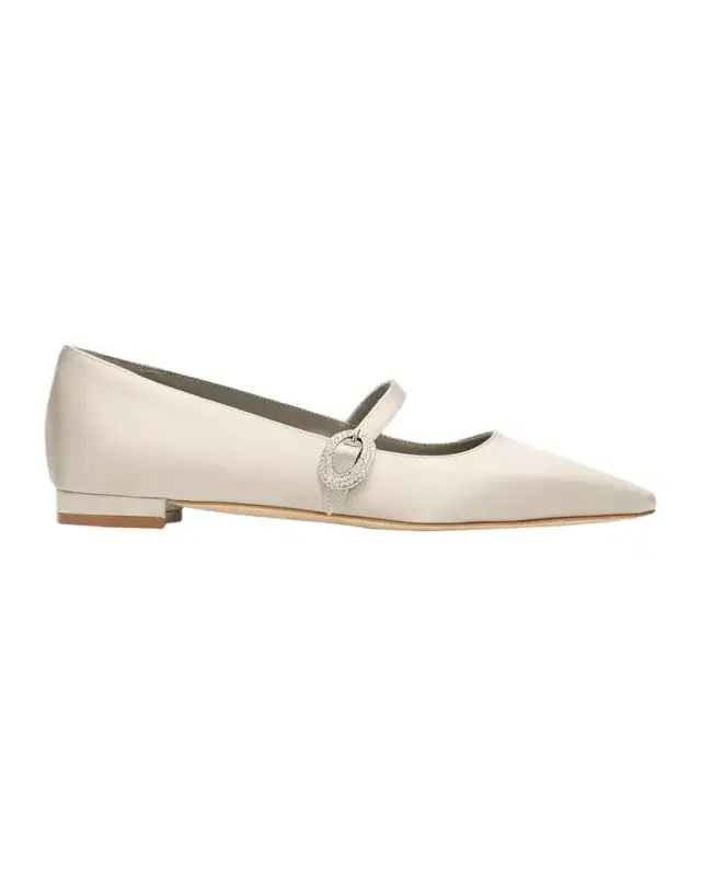 Manolo Blahnik Auluspla Satin Embellished Mary Jane Ballerina Flats