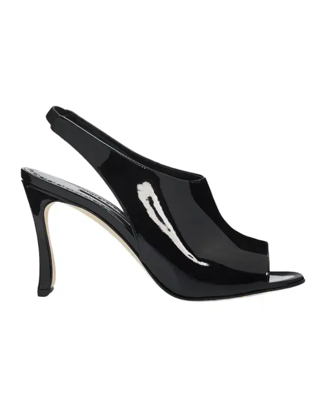 Manolo Blahnik 90mm Minufle Patent Leather Slingback Sandals
