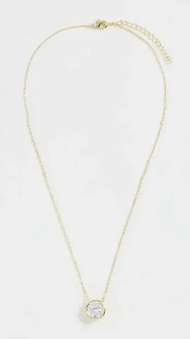 By Adina Eden Cubic Zirconia Bezel Necklace & Earring Set Gold One Size | Thumbnail 4