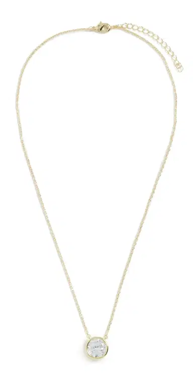 By Adina Eden Cubic Zirconia Bezel Necklace & Earring Set Gold One Size | Thumbnail 1