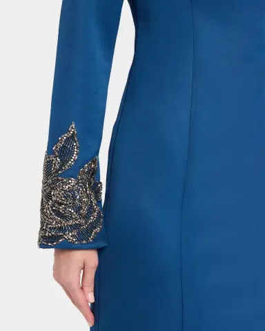CYNTHIA ROWLEY Thea Embroidered Duchess Satin Column Gown | Thumbnail 5