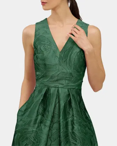 Kay Unger New York Mariah V-Neck Sleeveless Jacquard A-Line Gown | Thumbnail 5 Kay Unger New York Mariah V-Neck Sleeveless Jacquard A-Line Gown | Thumbnail 5