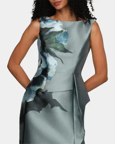 Kay Unger New York Luciana Satin Floral Column Gown | Thumbnail 5 Kay Unger New York Luciana Satin Floral Column Gown | Thumbnail 5