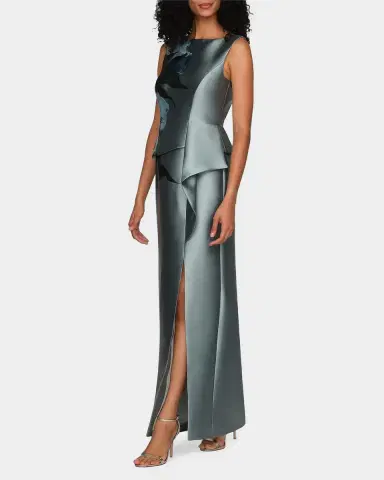 Kay Unger New York Luciana Satin Floral Column Gown | Thumbnail 6 Kay Unger New York Luciana Satin Floral Column Gown | Thumbnail 6