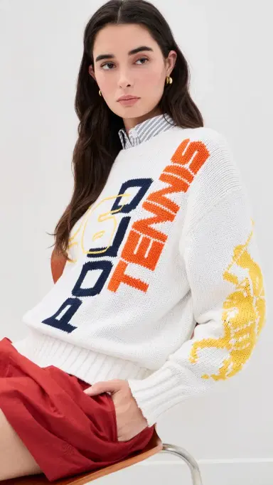 Polo Ralph Lauren U Open Graphic Cotton Intarsia Sweater White | Thumbnail 2