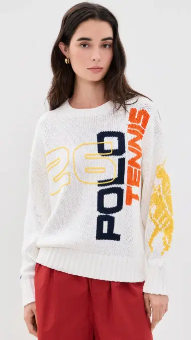 Polo Ralph Lauren U Open Graphic Cotton Intarsia Sweater White | Thumbnail 3