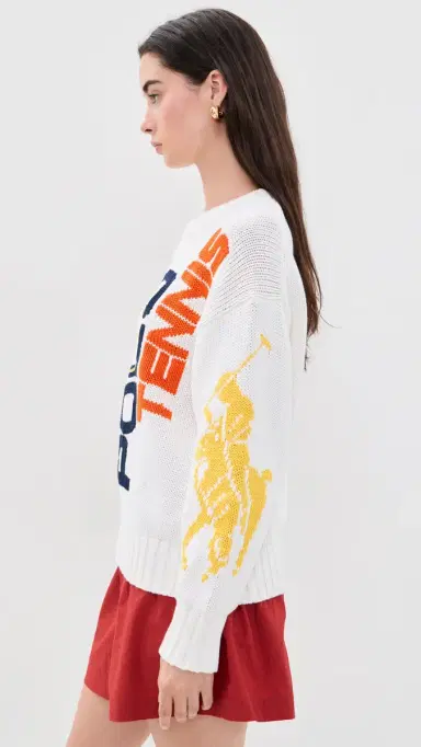 Polo Ralph Lauren U Open Graphic Cotton Intarsia Sweater White | Thumbnail 5