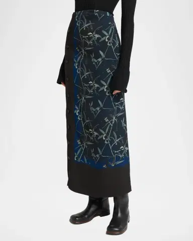 Proenza Schouler Anais Floral-Print Button-Side Midi Skirt | Thumbnail 4
