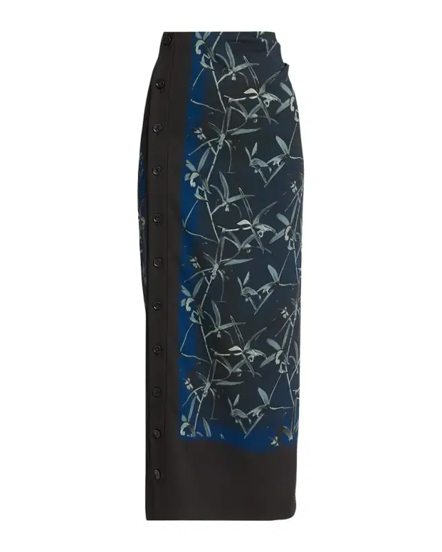 Proenza Schouler Anais Floral-Print Button-Side Midi Skirt