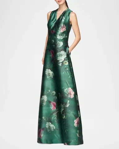 Kay Unger New York Rosalind Floral Print Gown | Thumbnail 4