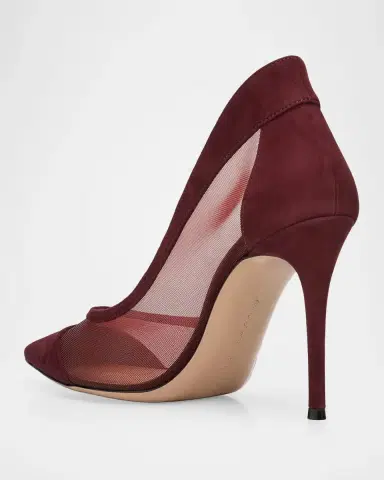 Gianvito Rossi 95mm Mesh and Suede Pointed-Toe Pumps | Thumbnail 2