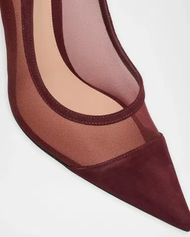 Gianvito Rossi 95mm Mesh and Suede Pointed-Toe Pumps | Thumbnail 3