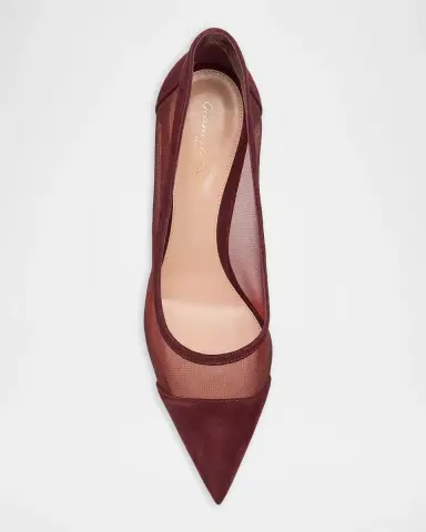 Gianvito Rossi 95mm Mesh and Suede Pointed-Toe Pumps | Thumbnail 4