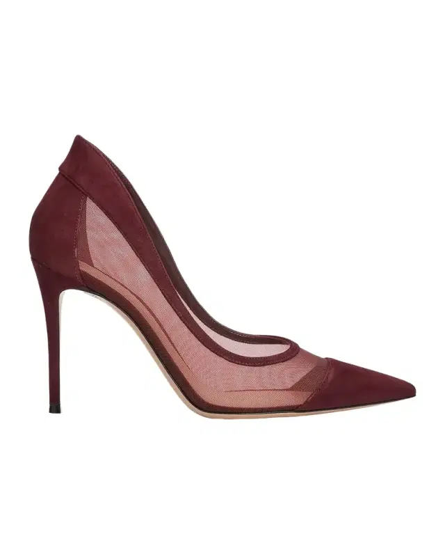 Gianvito Rossi 95mm Mesh and Suede Pointed-Toe Pumps