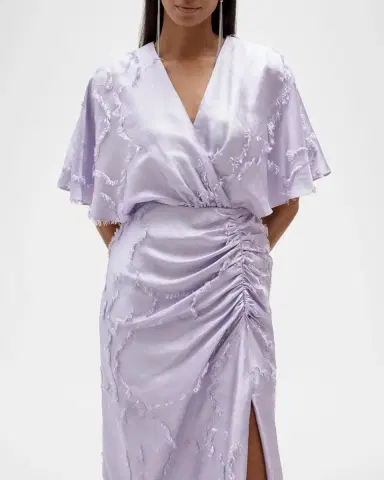 Amsale Textured Floral Jacquard Flutter-Sleeve Maxi Dress | Thumbnail 5