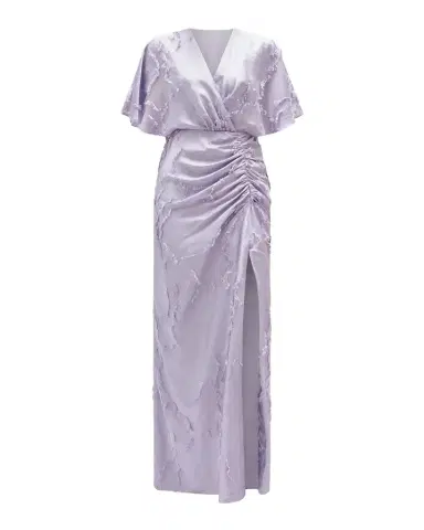 Amsale Textured Floral Jacquard Flutter-Sleeve Maxi Dress | Thumbnail 1