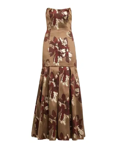 Aidan Mattox Pleated Metallic Floral Jacquard Mermaid Gown | Thumbnail 1