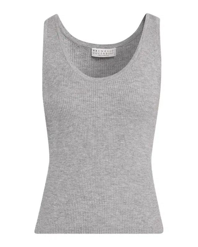 Brunello Cucinelli Sparkle Rib Knit Tank Top