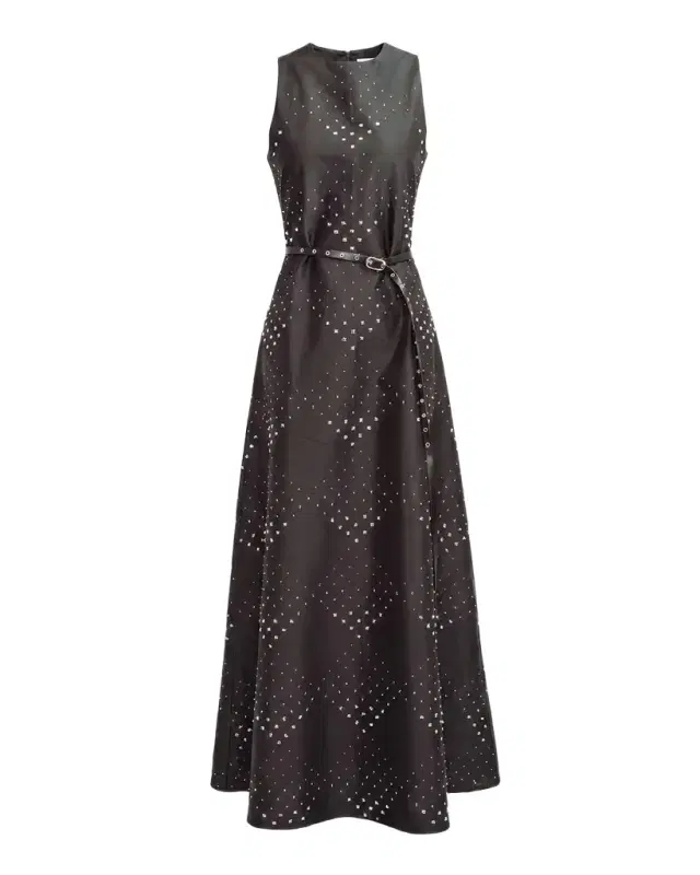 LOVEBIRDS Bennet Diamond-Patterned A-Line Maxi Dress