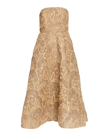 Milly Petunia Strapless Embroidered Metallic Midi Dress | Thumbnail 1