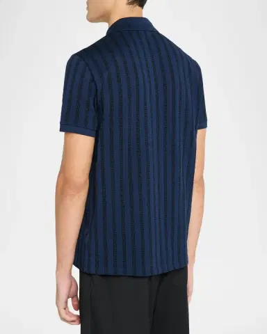 Versace en's Cotton Greca-Stripe Polo Shirt | Thumbnail 3