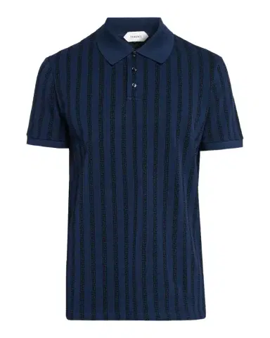 Versace en's Cotton Greca-Stripe Polo Shirt | Thumbnail 1