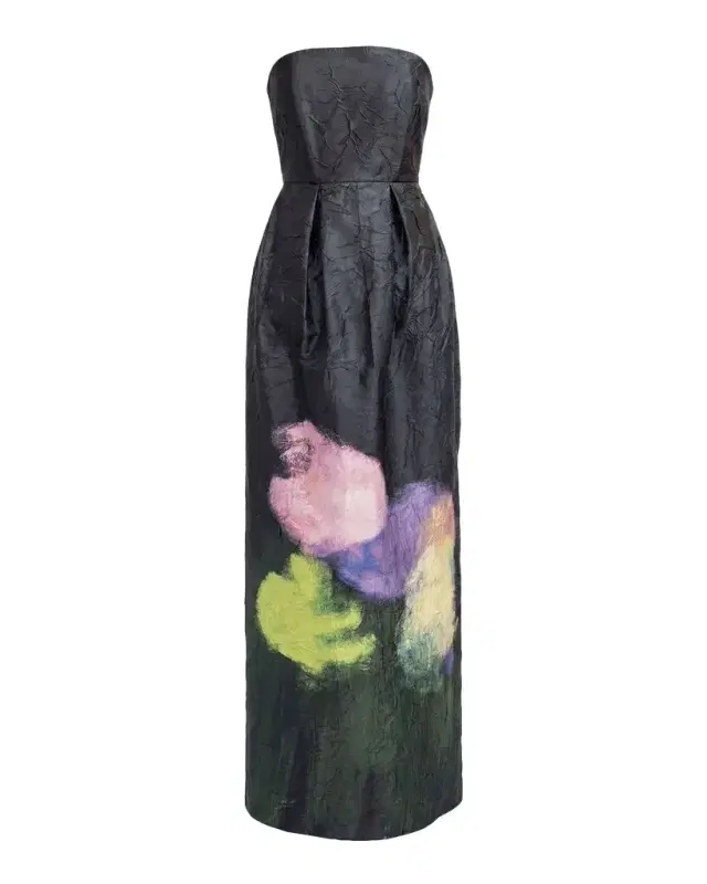 LOVEBIRDS Muse Strapless Abstract-Print Column Gown