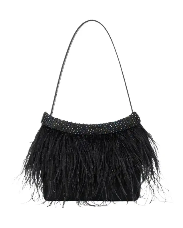 Staud Winslow Beaded Feather Top-Handle Bag