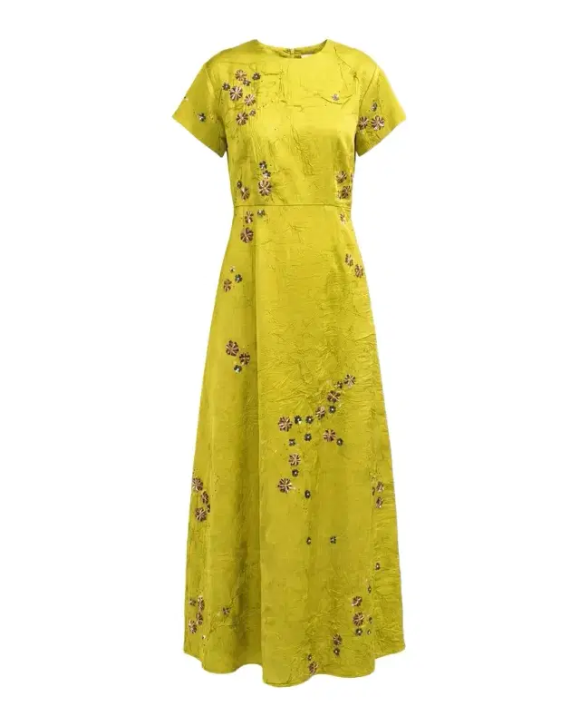 LOVEBIRDS Flora Crinkled Sequin Applique Maxi Dress