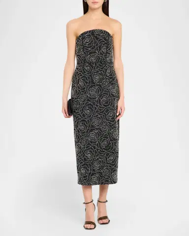 Milly Kait Floral Beaded Column Midi Dress | Thumbnail 2