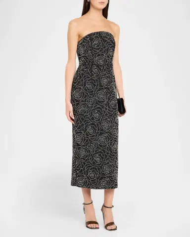 Milly Kait Floral Beaded Column Midi Dress | Thumbnail 4