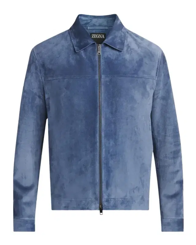 Zegna Men's Suede Full-Zip Blouson