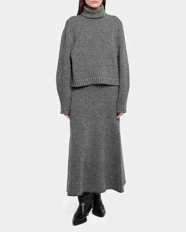 Gabriela Hearst Courtney Cashmere Herringbone Turtleneck Sweater | Thumbnail 2