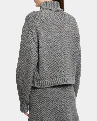 Gabriela Hearst Courtney Cashmere Herringbone Turtleneck Sweater | Thumbnail 3