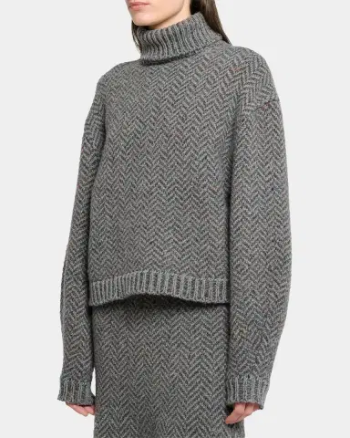 Gabriela Hearst Courtney Cashmere Herringbone Turtleneck Sweater | Thumbnail 4