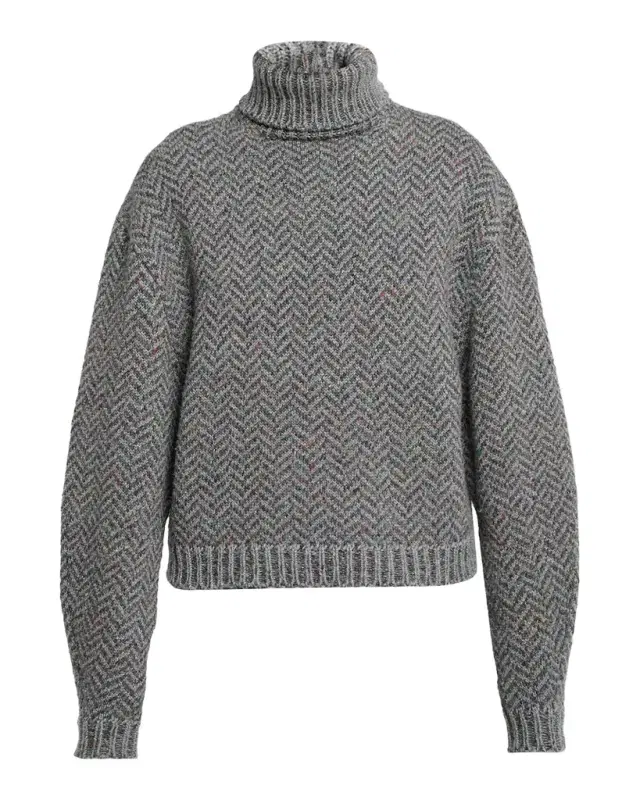 Gabriela Hearst Courtney Cashmere Herringbone Turtleneck Sweater