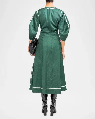 LOVEBIRDS Roselle Embroidered Puff-Sleeve Midi Dress | Thumbnail 3 LOVEBIRDS Roselle Embroidered Puff-Sleeve Midi Dress | Thumbnail 3