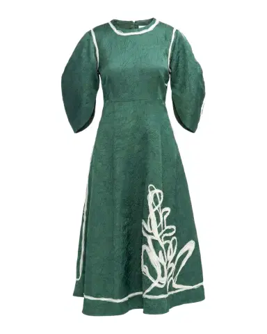 LOVEBIRDS Roselle Embroidered Puff-Sleeve Midi Dress | Thumbnail 1 LOVEBIRDS Roselle Embroidered Puff-Sleeve Midi Dress | Thumbnail 1