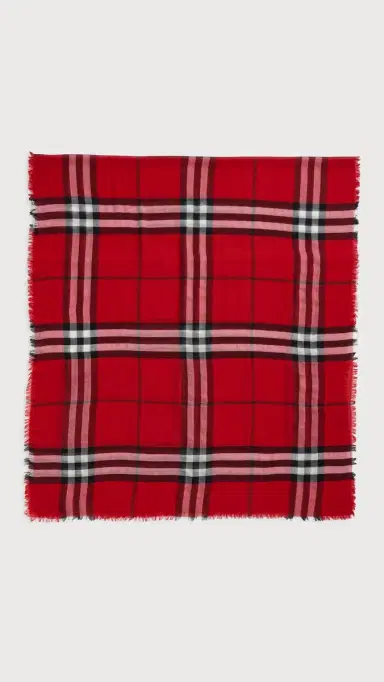 Burberry Wide Check Wool Scarf Oxblood Red One Size | Thumbnail 2