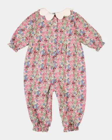 Florence Eiseman Girl's Floral Cotton Knit Coverall, Size 3M-24M | Thumbnail 2