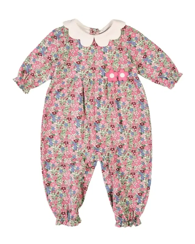 Florence Eiseman Girl's Floral Cotton Knit Coverall, Size 3M-24M
