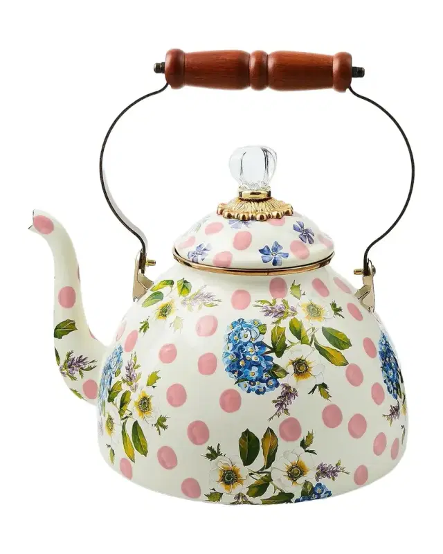 MacKenzie-Childs Wildflowers Large Pink Tea Kettle