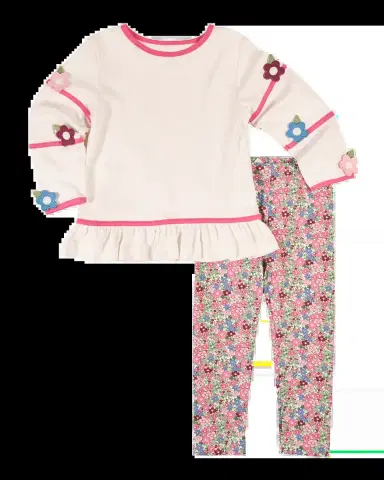 Florence Eiseman Girl's Flower Appliqué Knit Tunic & Leggings Set, Size 2-8 | Thumbnail 2