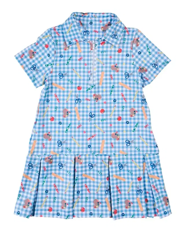 Florence Eiseman Girl's School Print Performance Knit Dress, Size 2-8