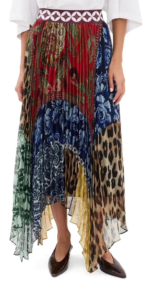 Alice + Olivia Katz Handkerchief Hem Midi Skirt Off The Grid Lg