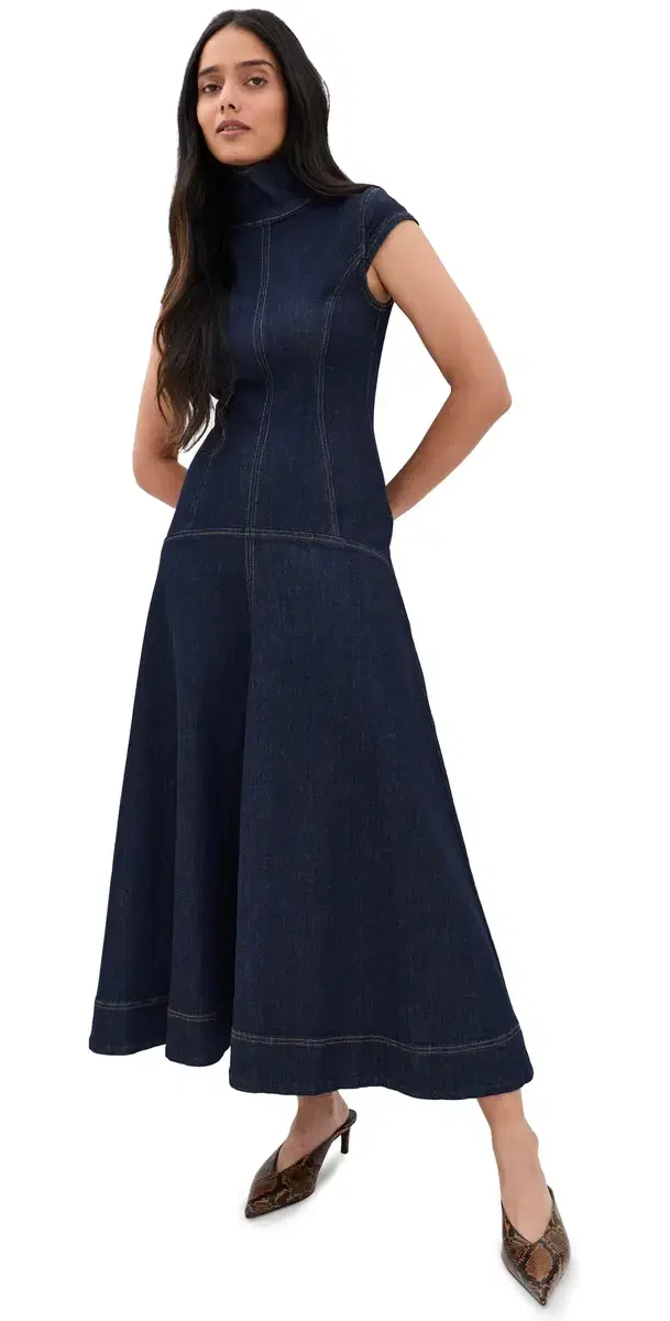 Aligne Monroe Denim Dress Mid Blue
