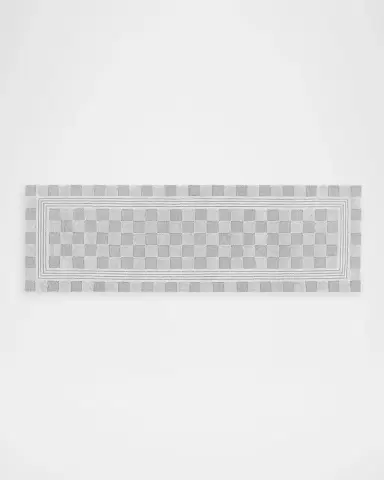 MacKenzie-Childs Light Grey Tonal Check Runner, 3 ' x 8 ' | Thumbnail 2