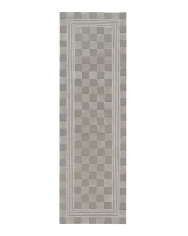 MacKenzie-Childs Light Grey Tonal Check Runner, 3 ' x 8 ' | Thumbnail 1