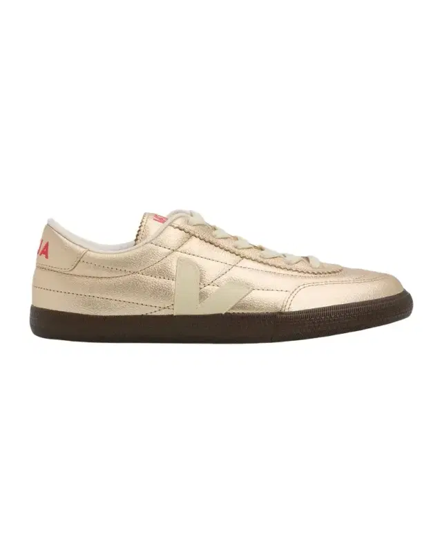 Veja Panenka Platine Metallic Leather Low-Top Sneakers